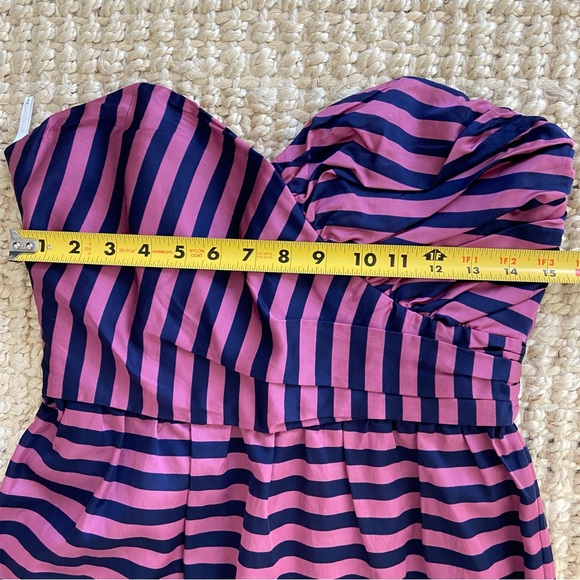 Corey Lynn Calter Anthropologie Pink and Navy Stripe Strapless Dress 8 - Picture 14 of 16